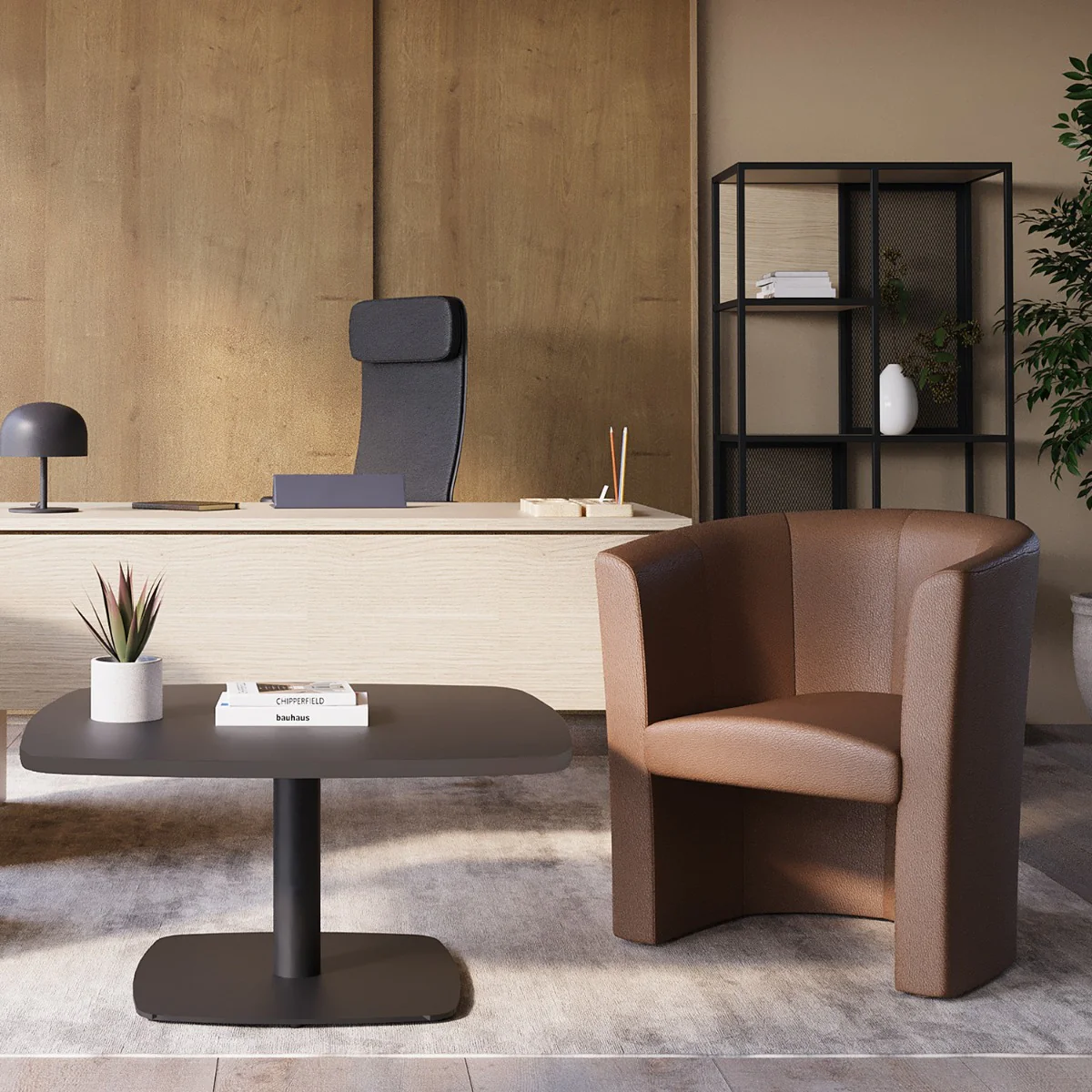 Mobiler Nowy Styl Club Roll Sessel in anthrazit mit integrierten Rollen