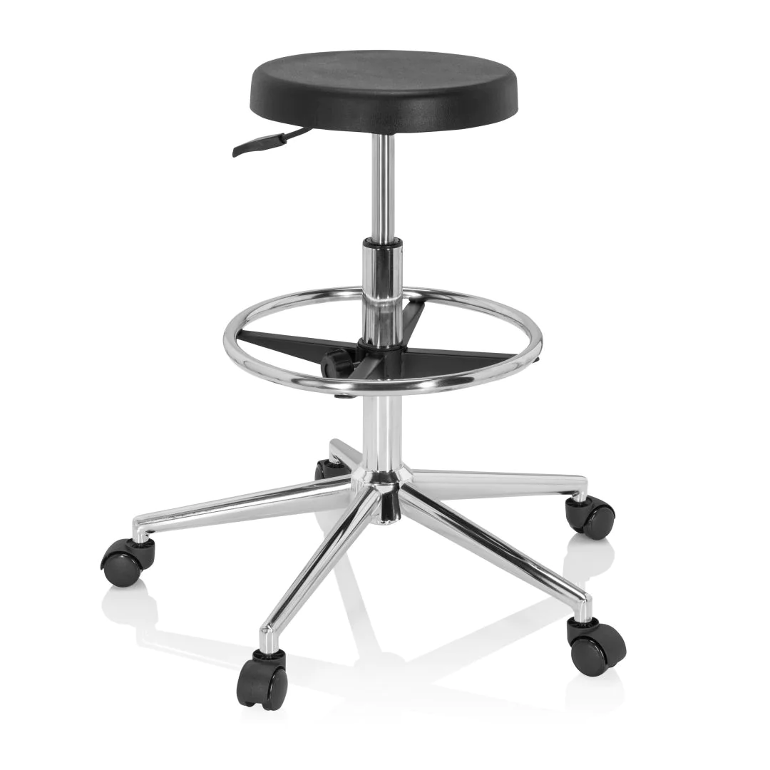 Hocker Drehhocker Arbeitsstuhl TOP WORK 14 I Hartschaum schwarz Chrom hjh von HJH - Produktbild 8 von 13