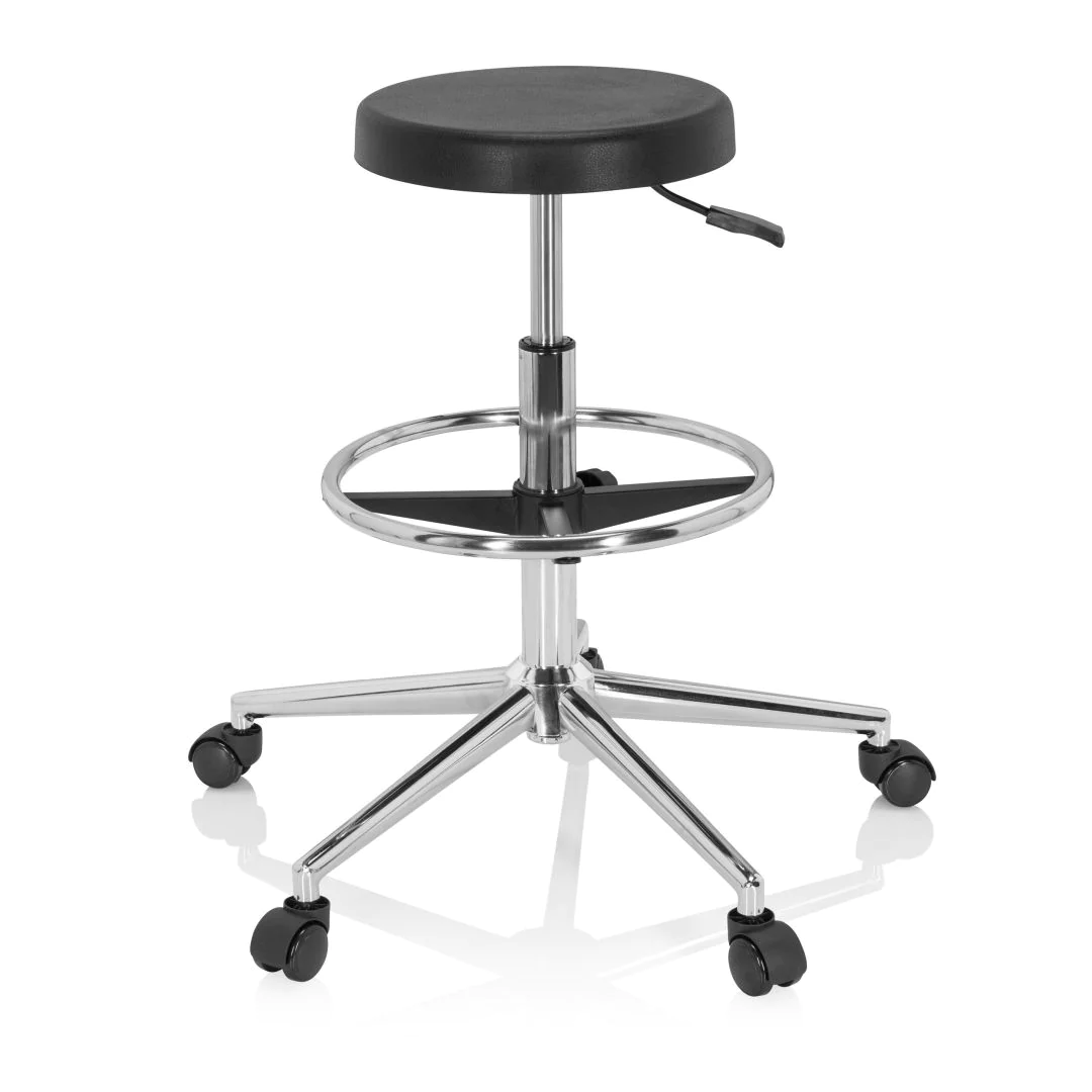 Hocker Drehhocker Arbeitsstuhl TOP WORK 14 I Hartschaum schwarz Chrom hjh von HJH - Produktbild 13 von 13