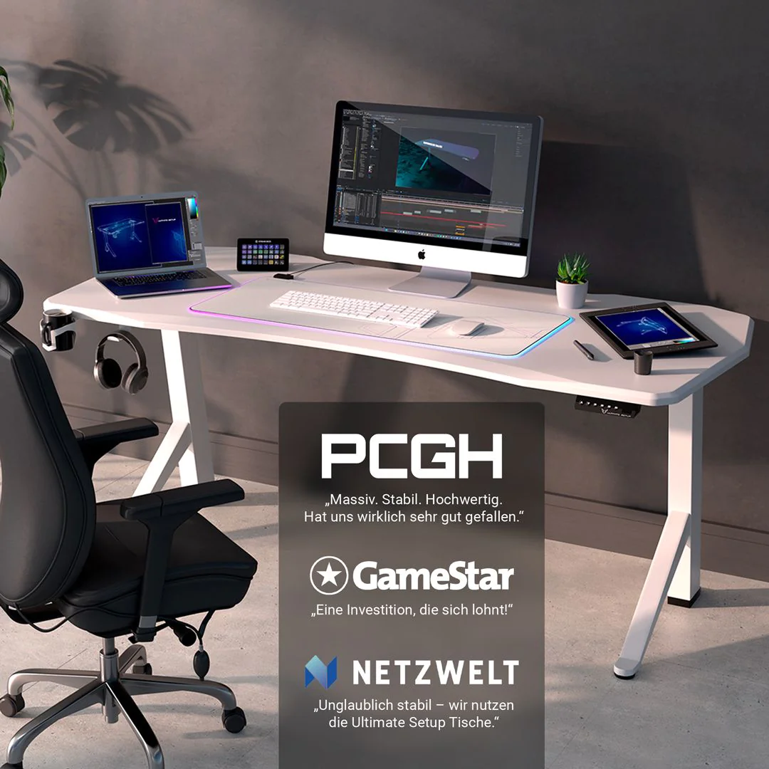 Höhenverstellbarer Gaming Schreibtisch von Ultimate Setup - Produktbild 3 von 16