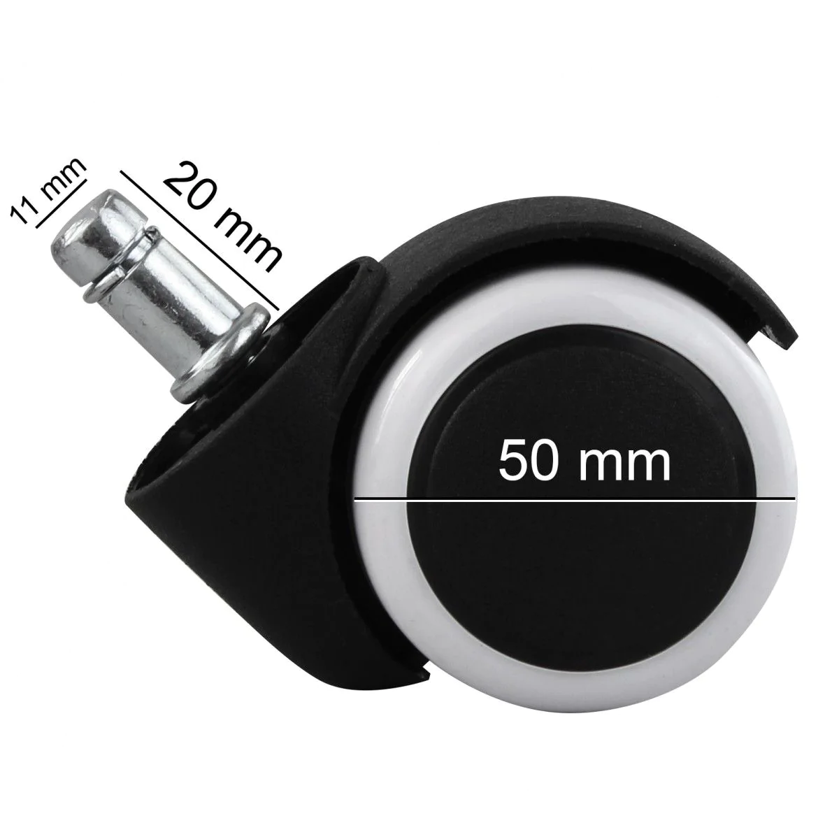 Hartboden-Rollen Ø 50 mm (11 mm) 5er Pack - Schwarz/Weiß von Amstyle - Produktbild 3 von 4