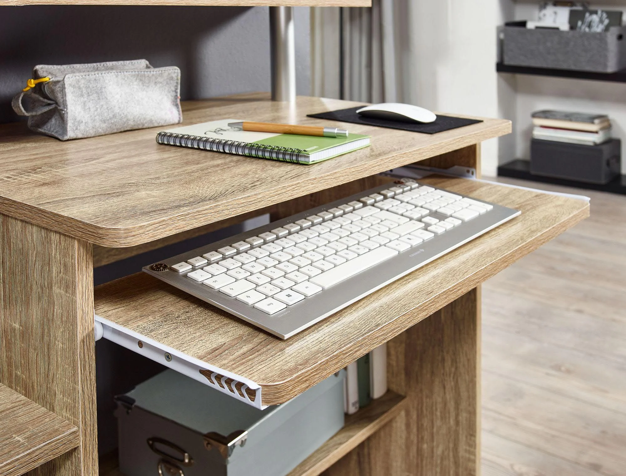 Computertisch 94 x 49 cm mit Tastaturauszug von Wohnling - Produktbild 5 von 7