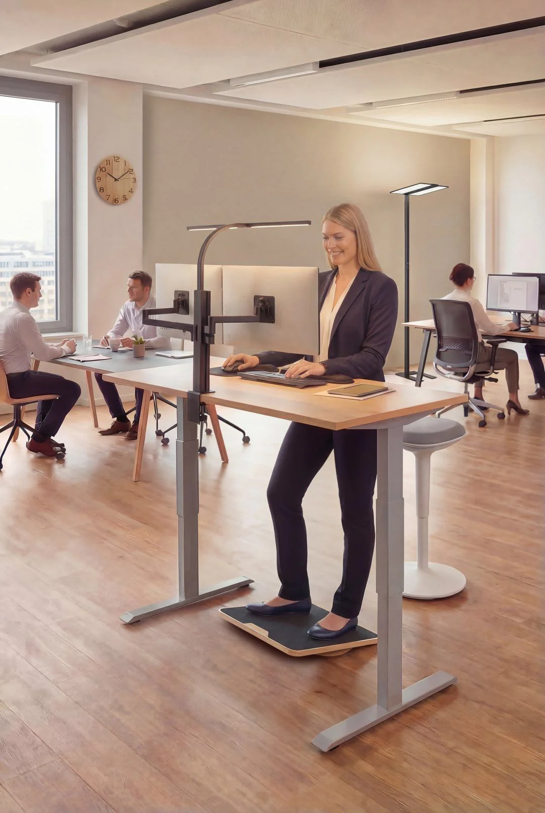 Tischleuchte mit Monitorarm doppelt Strata screen von Unilux - Produktbild 19 von 19