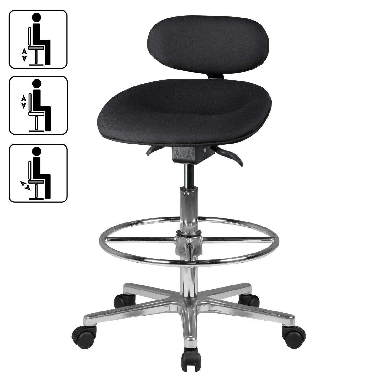 Arbeitshocker Louis - Schwarz von Amstyle - Produktbild 2 von 6