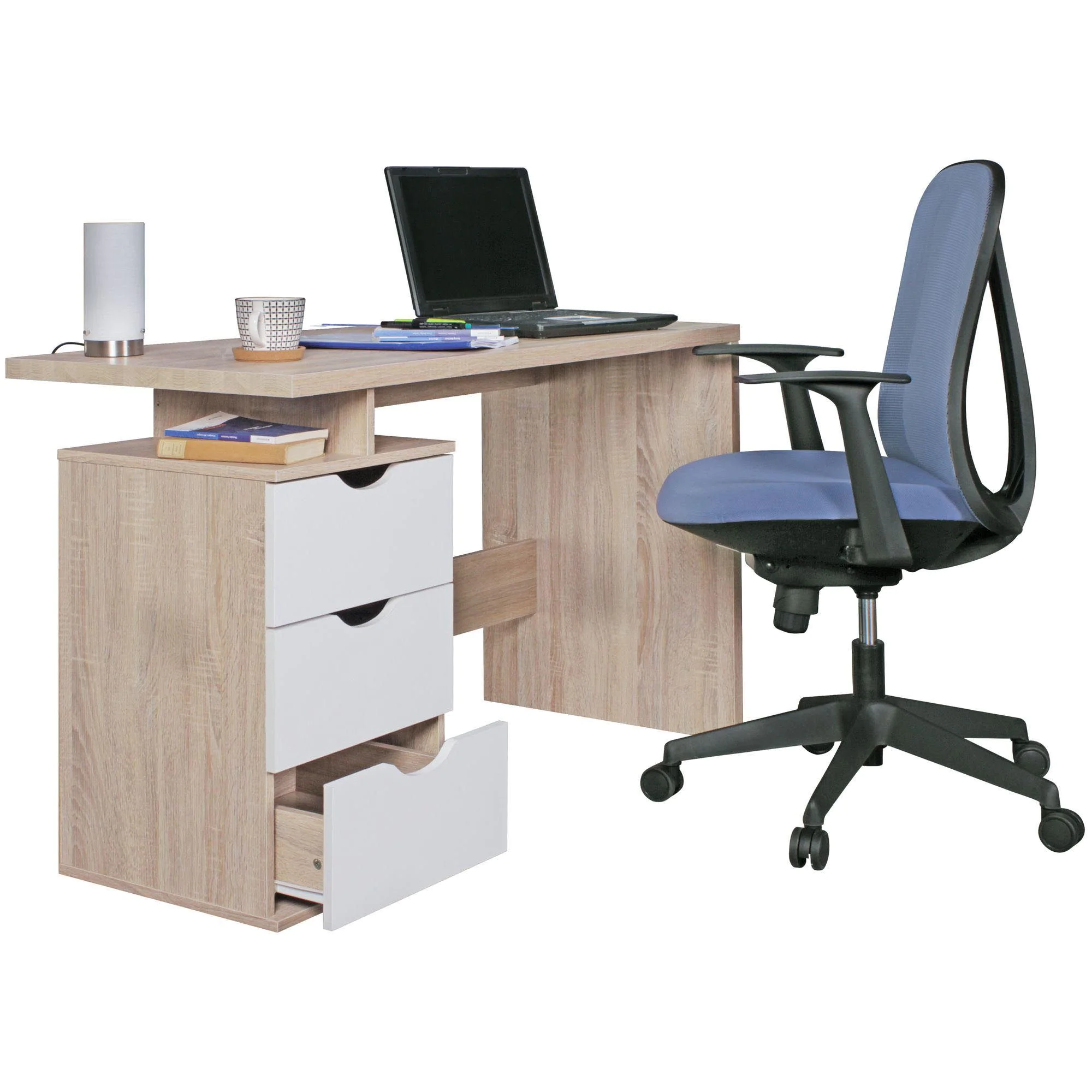 Schreibtisch Massa 120 x 53 cm mit Container - Sonoma von Wohnling - Produktbild 8 von 8