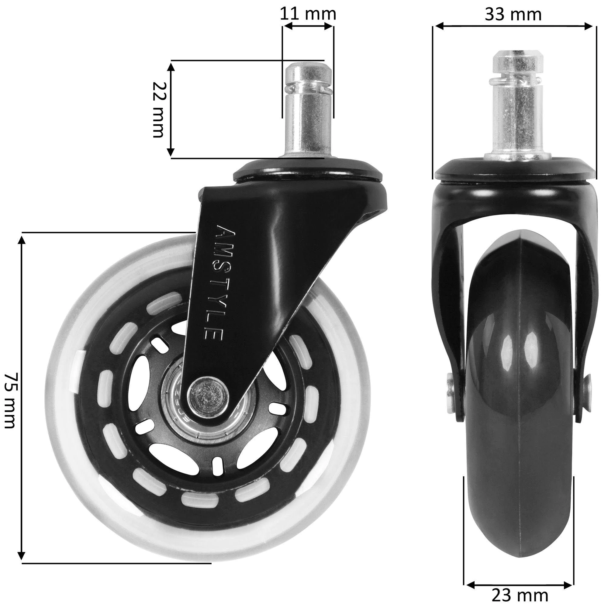 Universal-Schwerlastrollen Ø 75 mm (11 mm) 5er Pack von Amstyle - Produktbild 6 von 12