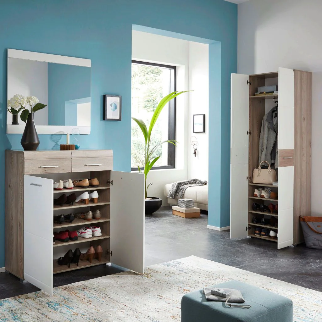 Garderobenschrank 3969 Malou - Nelson-Eiche/Weiß-Struktur von BME home - Produktbild 3 von 3