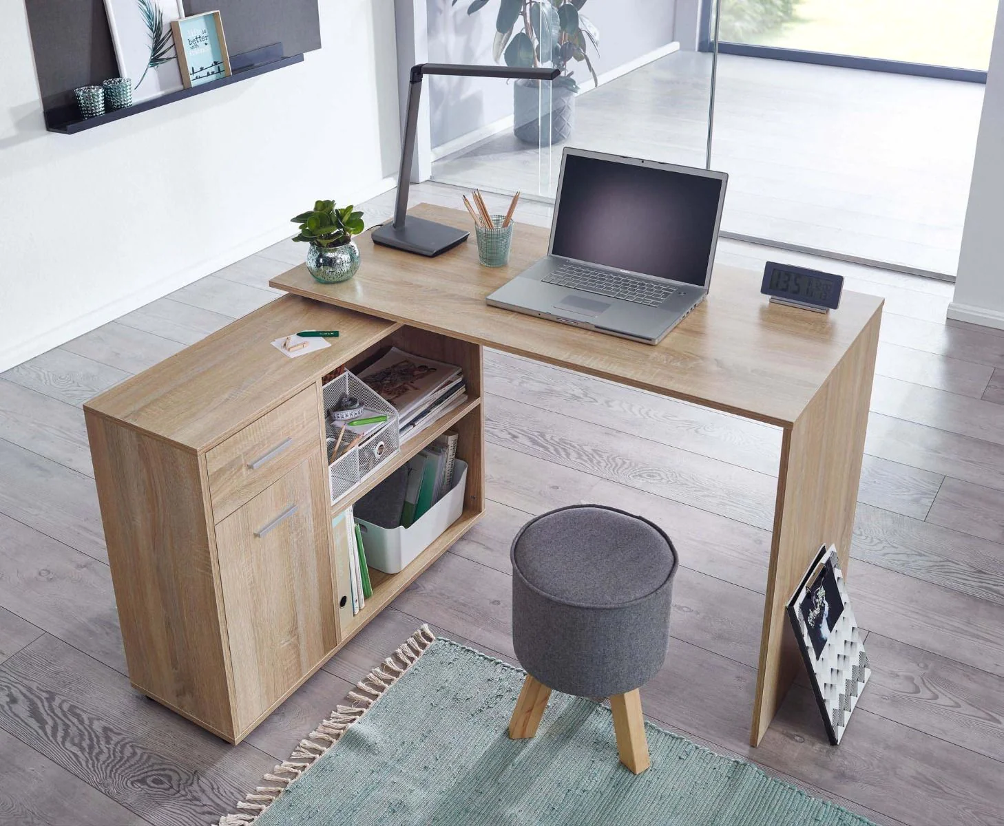 Eckschreibtisch mit Regal 120 x 59 cm von Wohnling - Produktbild 6 von 7