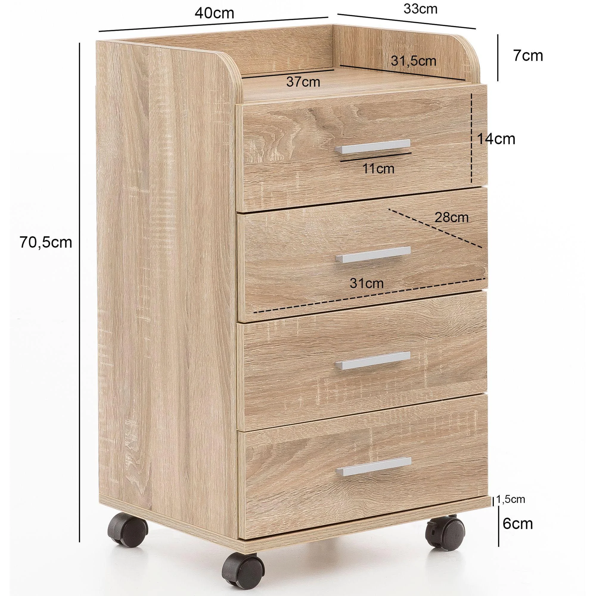 Rollcontainer 4S mit Ablage von Wohnling - Produktbild 3 von 6