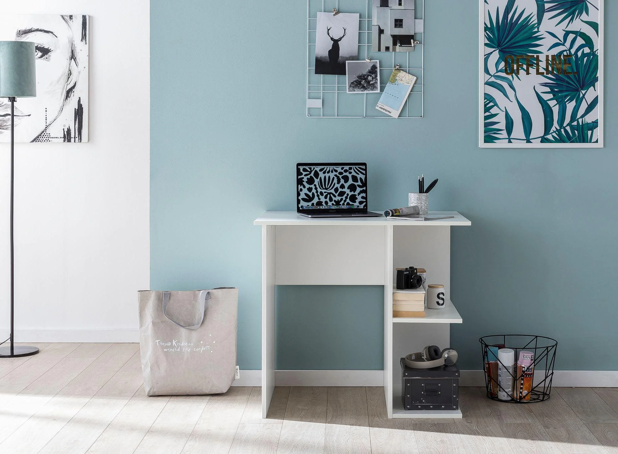 Computertisch 82 x 60 cm mit Ablage - Weiß von Wohnling - Produktbild 5 von 8
