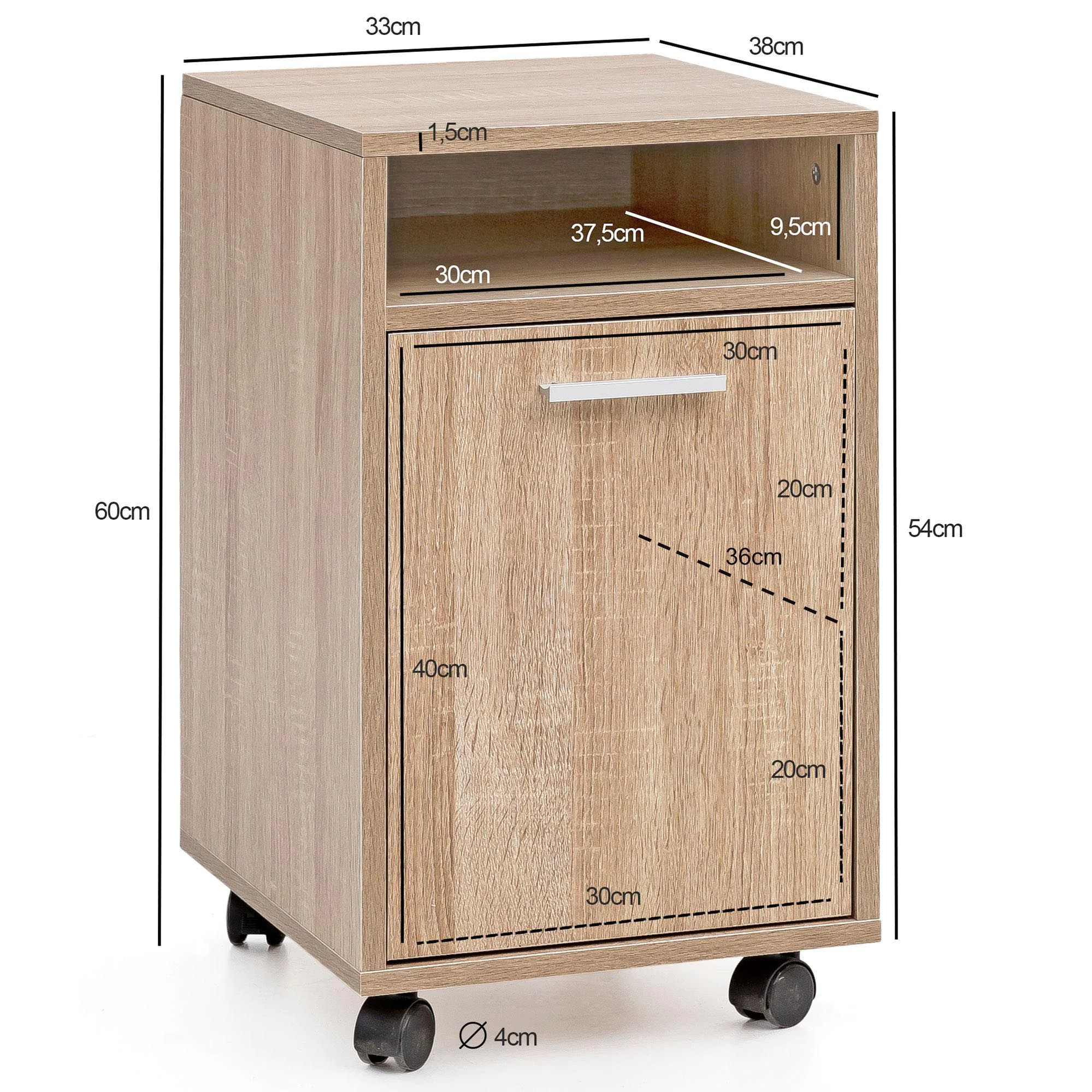 Rollcontainer mit Tür von Wohnling - Produktbild 3 von 6