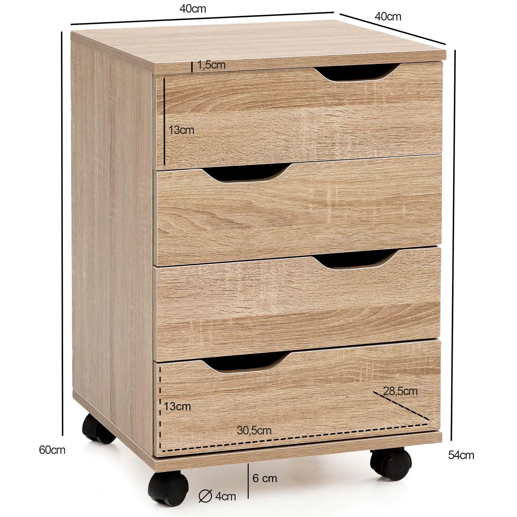 Rollcontainer 4S - Sonoma von Wohnling - Produktbild 3 von 5
