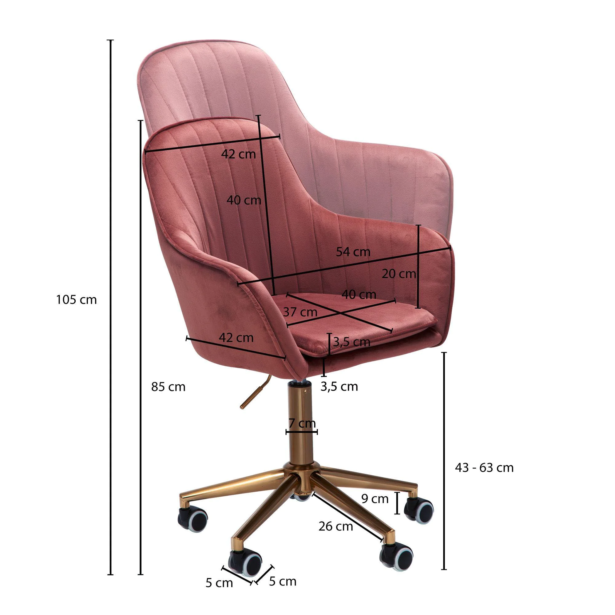 Bürostuhl Samt von Amstyle - Produktbild 3 von 7