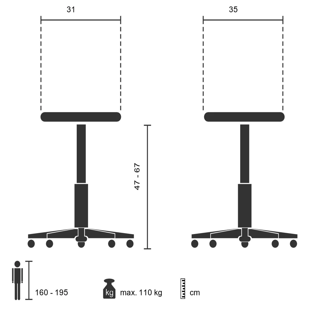Hocker Drehhocker Arbeitsstuhl Sattel TOP WORK 20 Kunstleder von HJH - Produktbild 7 von 12
