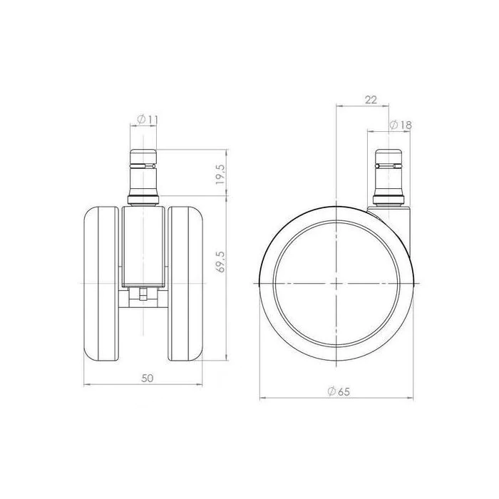 5x Design-Rollen ROLO LUX 11mm 65mm Büro-Stuhl-Rollen für Hartböden Chrom (5er Pack) von HJH - Produktbild 4 von 4