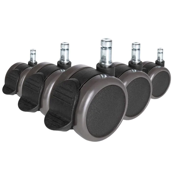 5x Hartbodenrollen mit Feststellbremse ROLO STOP 11mm 65mm (5er Pack) von HJH - Produktbild 1 von 5