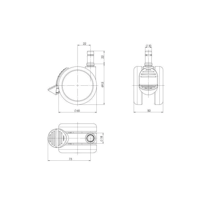 5x Hartbodenrollen mit Feststellbremse ROLO STOP 10mm 65mm (5er Pack) von HJH - Produktbild 5 von 5