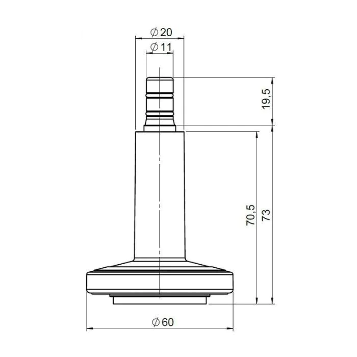 5x Bodengleiter STATO-M Stift 11 mm 60 mm Standfüße mit Filz schwarz/chrom (5er Pack) von HJH - Produktbild 4 von 5