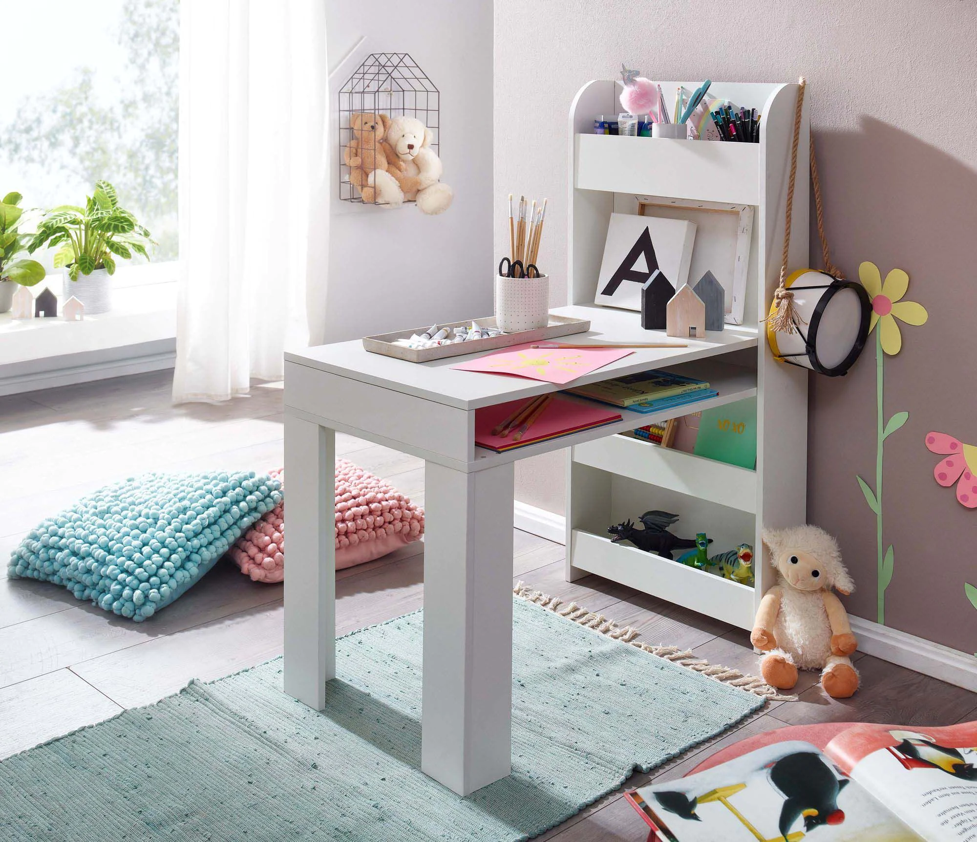 Kinderschreibtisch 90 x 50 cm - Weiß von Wohnling - Produktbild 3 von 8