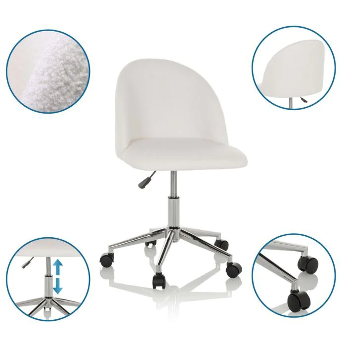 Bürostuhl Drehstuhl SOLAO TED Bouclé weiß von HJH - Produktbild 2 von 5
