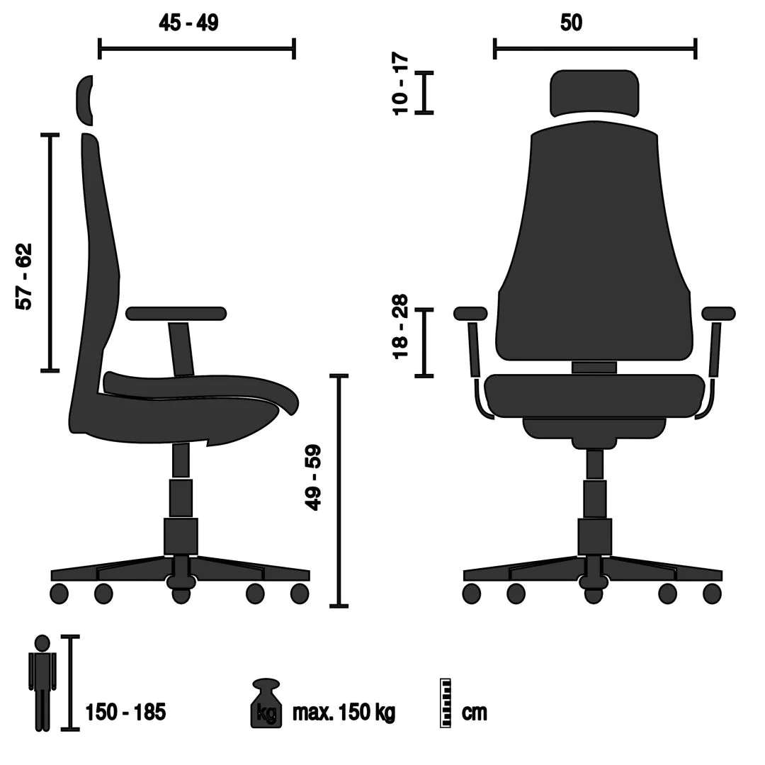 Bürostuhl Chefsessel ERGOHUMAN SLIM GEN2 Netzstoff von HJH - Produktbild 4 von 14