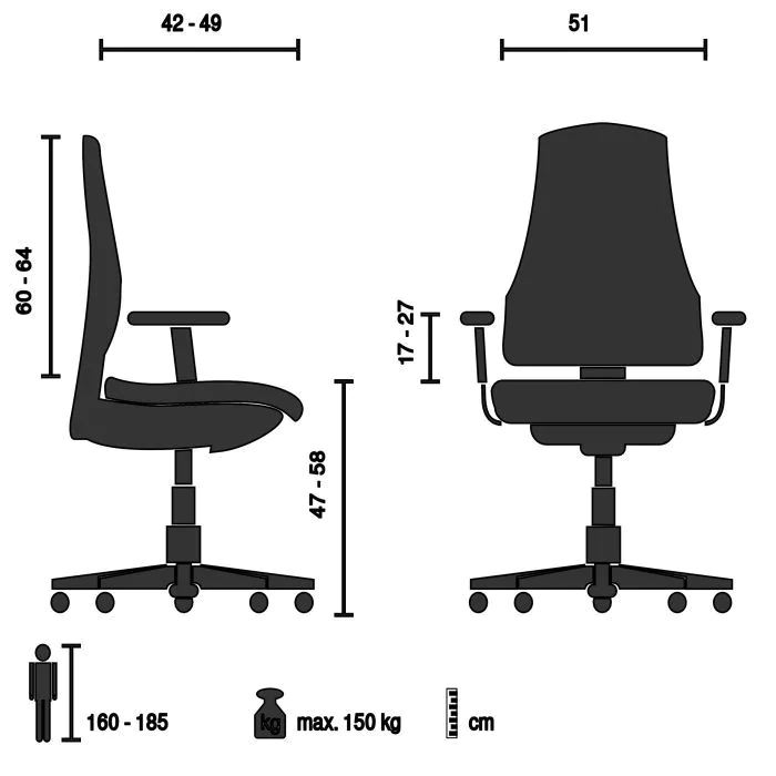 Bürostuhl Chefsessel ERGOHUMAN BASE GEN2 Netzstoff schwarz von HJH - Produktbild 6 von 6