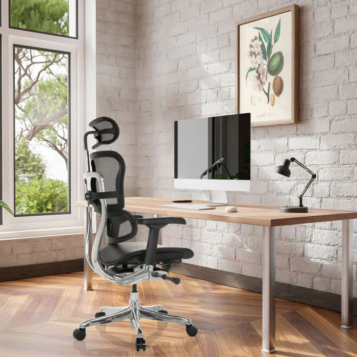 Bürostuhl Chefsessel ERGOHUMAN GEN2 Sitz Leder Rücken Netz schwarz - HJH-652306