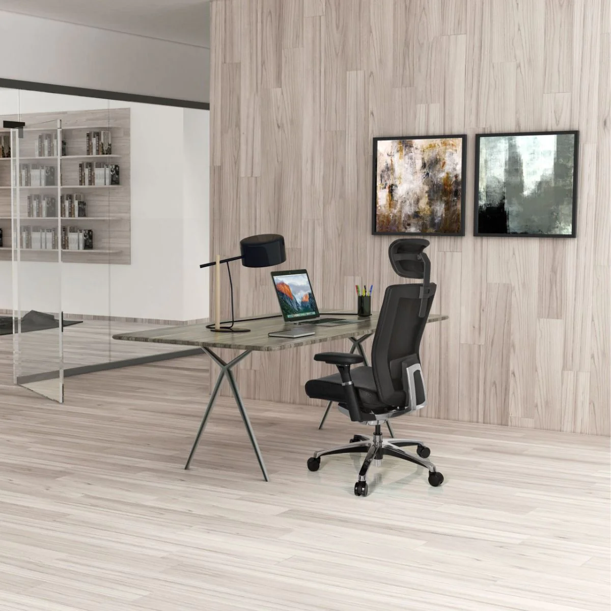 Bürostuhl NOVA Leder schwarz von HJH - Produktbild 4 von 5