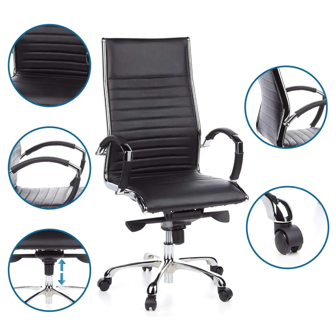 Bürostuhl Chefsessel PARMA 20 Leder Chrom von HJH - Produktbild 2 von 12