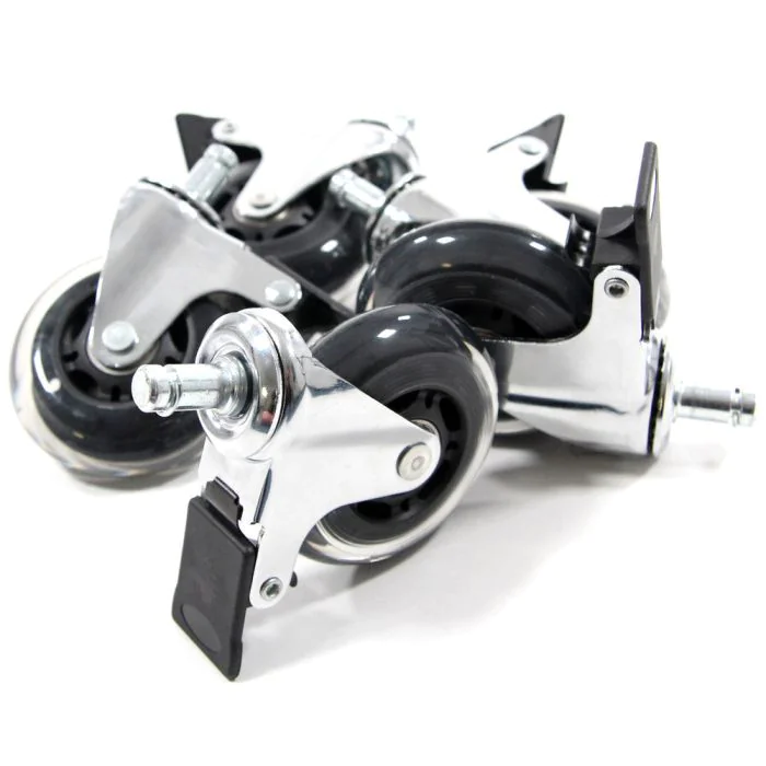 5x Hartbodenrollen ROLO SKATE 11mm 75 mm Büro-Stuhl-Rollen inkl. Bremse Chrom transparent (5er Pack) von HJH - Produktbild 3 von 5