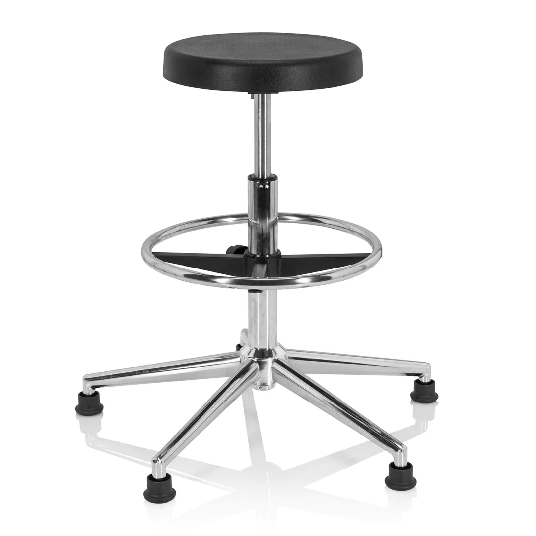 Hocker Drehhocker Arbeitsstuhl TOP WORK 14 I Hartschaum schwarz Chrom hjh von HJH - Produktbild 2 von 13