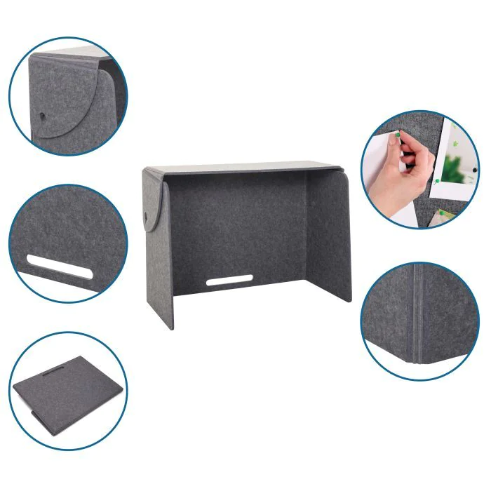 Akustik Tischtrennwand FLEXMIUT FOLD 80x60x40 faltbar freistehend PET grau von HJH - Produktbild 2 von 4