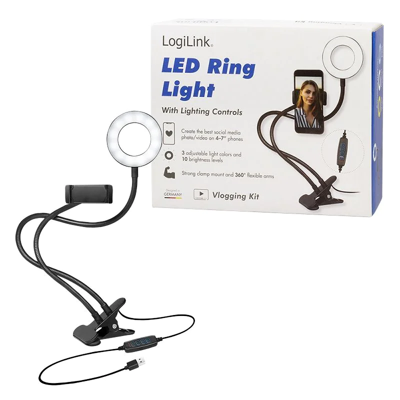 Smartphone-Ringlicht-Klemmhalterung Ø 8,5 cm von LogiLink - Produktbild 10 von 10