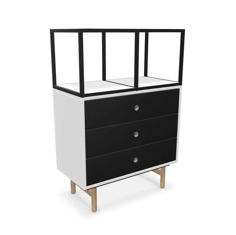 Bridge Schubladenschrank mit 3 Schubladen inkl. Regaltop - BIS-BRH0806DRWISF