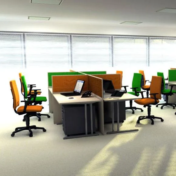 Schreibtisch E10 mit Stahltraverse C-Fuß mit Sichtschutz von Nowy Styl - Produktbild 4 von 7