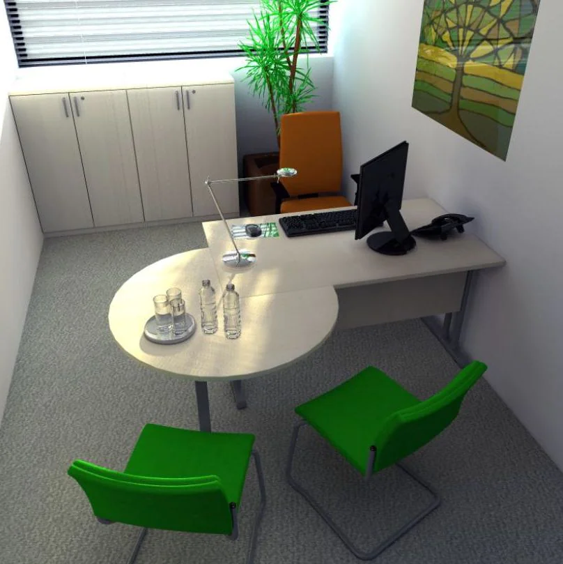 Schreibtisch E10 mit Stahltraverse C-Fuß mit Sichtschutz von Nowy Styl - Produktbild 6 von 7