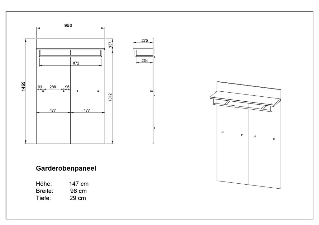 Garderobenpaneel 3773 von BME home - Produktbild 9 von 9