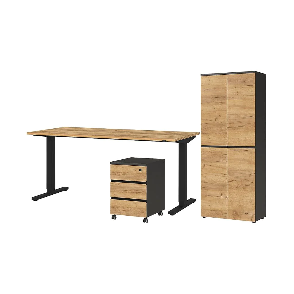 Büro-Set Lissabon 12 - Graphit/Navarra-Eiche von BME home - Produktbild 1 von 6
