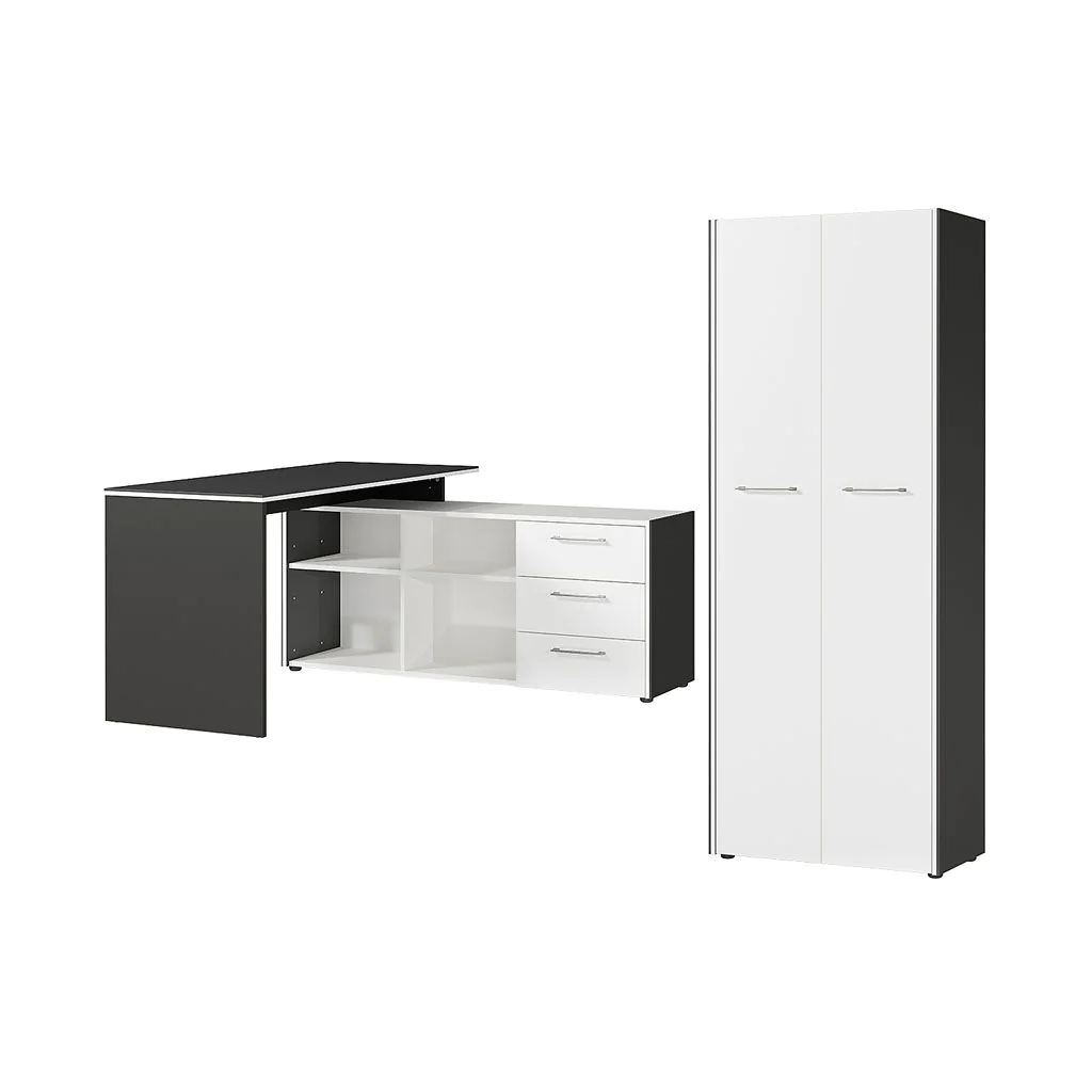 Büro-Set Pasadena 9 - Graphit/Weiß - GER-8287-569