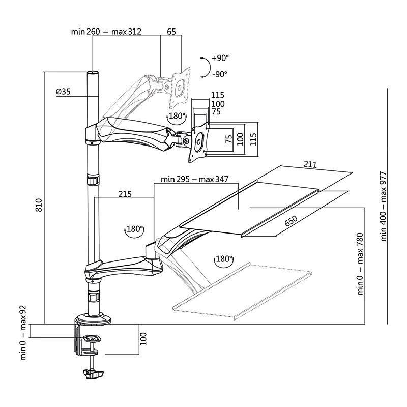 Sitz-/Steharbeitsplatz Monitorhalterung 13–27" von LogiLink - Produktbild 3 von 3