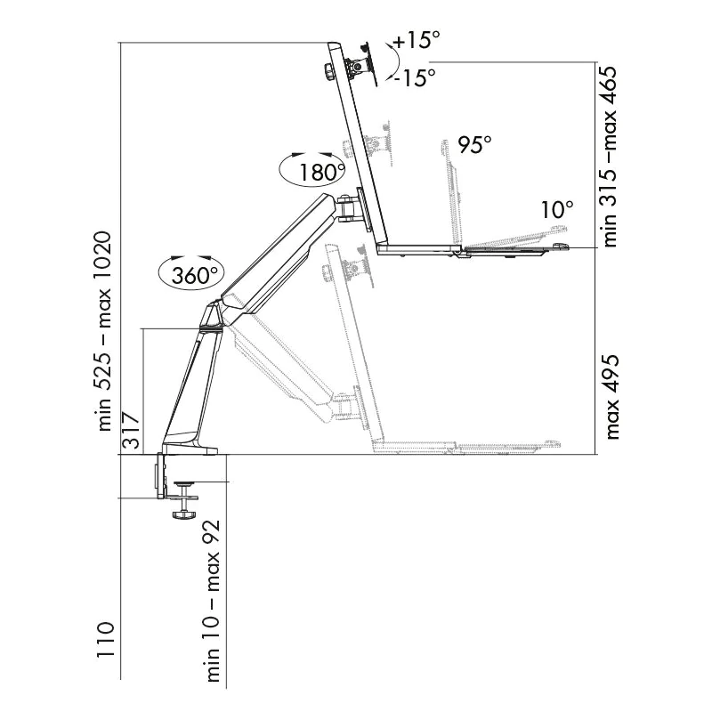 Sitz-/Steharbeitsplatz Monitorhalterung 13–32" von LogiLink - Produktbild 2 von 6