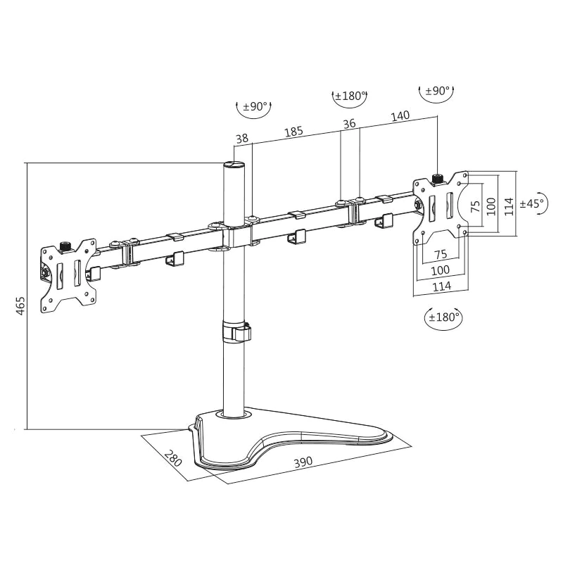 Monitorständer 2-fach 13–32" Stahl Armlänge je 460 mm von LogiLink - Produktbild 2 von 4