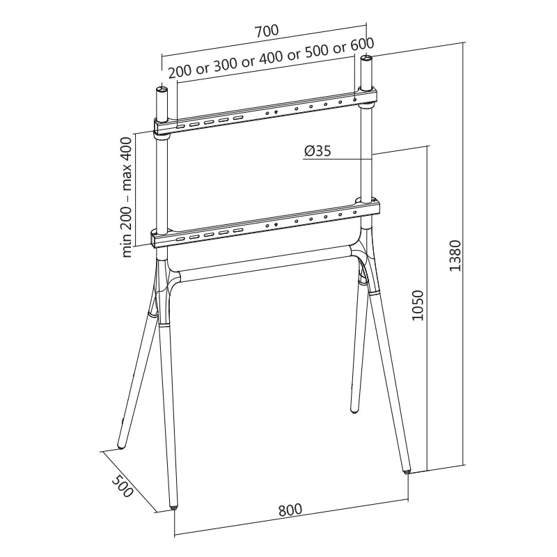 TV-Ständer 49–70" mit Walnuss-Holzbeinen 40 kg max. von LogiLink - Produktbild 2 von 10