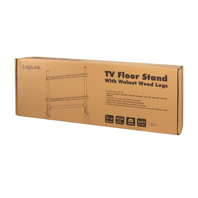 TV-Ständer 49–70" mit Walnuss-Holzbeinen 40 kg max. von LogiLink - Produktbild 9 von 10