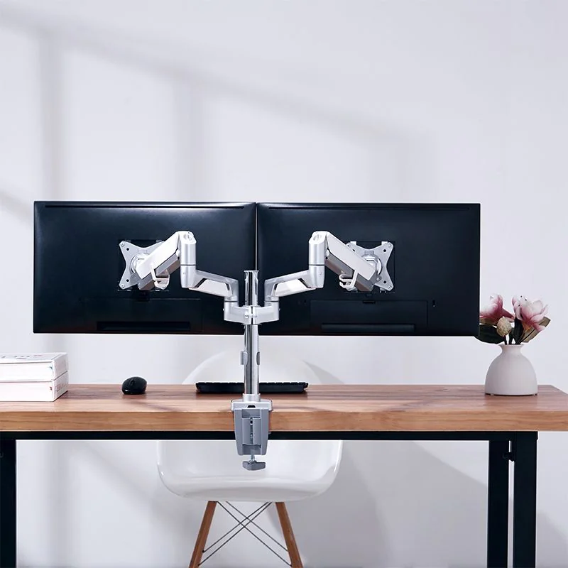 Monitorhalterung 2-fach 17–32" bis 9 kg Gasdruckfeder Curved creens Aluminium von LogiLink - Produktbild 6 von 8