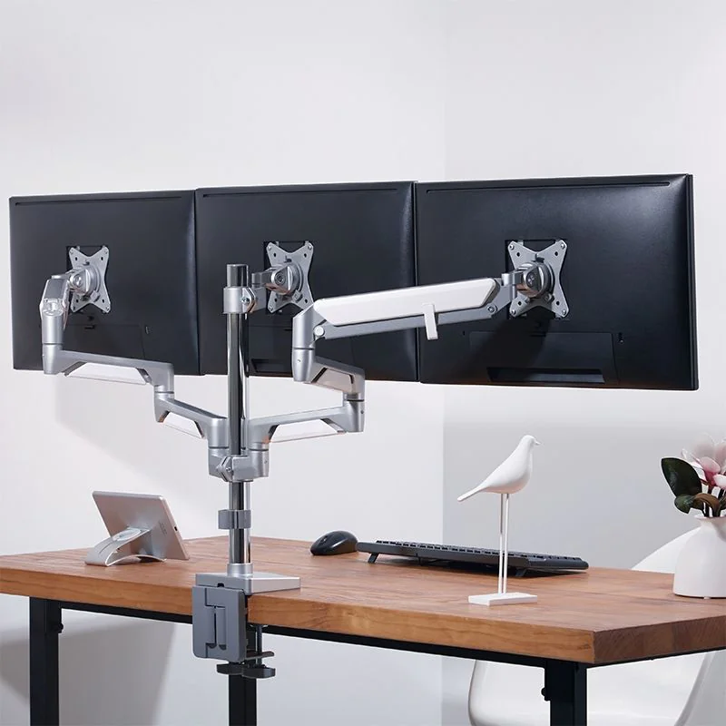 3-fach-Monitorhalterung 17–27" 7 kg je Arm Curved Screens neig- kipp-& drehbar Aluminium - TDI-BP0090