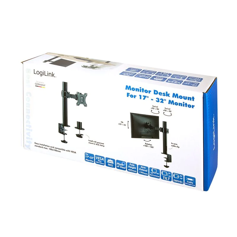 Monitorhalterung 17–32" Stahl Armlänge 199 mm von LogiLink - Produktbild 16 von 17