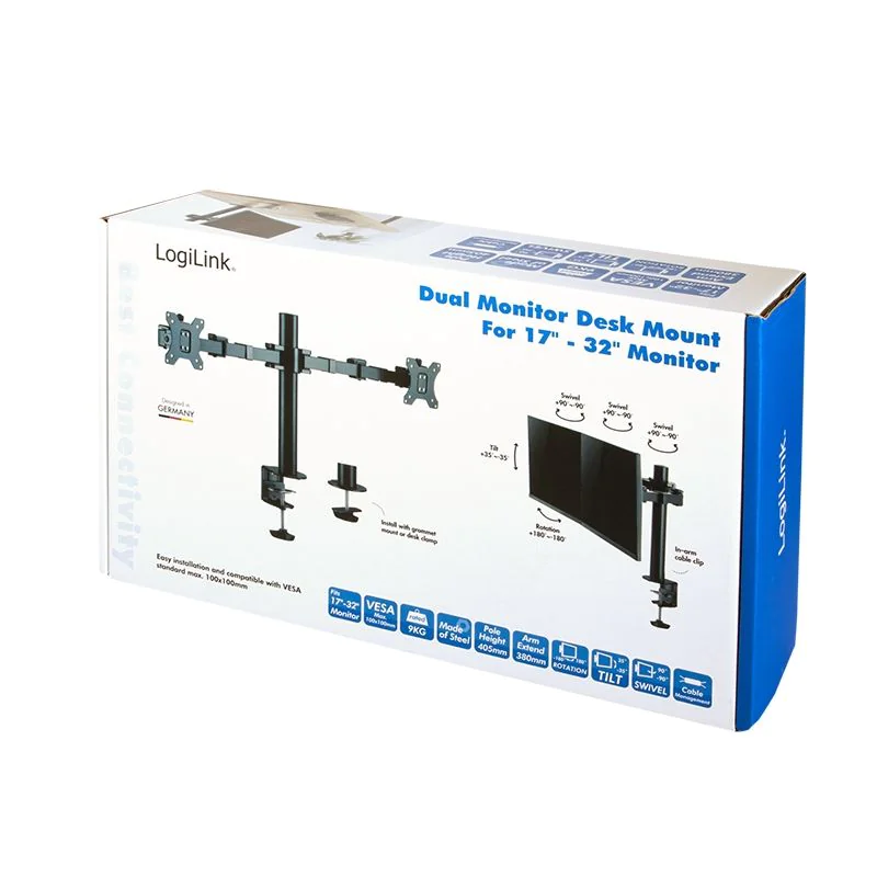Monitorhalterung 2-fach 17–32" Armlänge je 380 mm von LogiLink - Produktbild 8 von 9