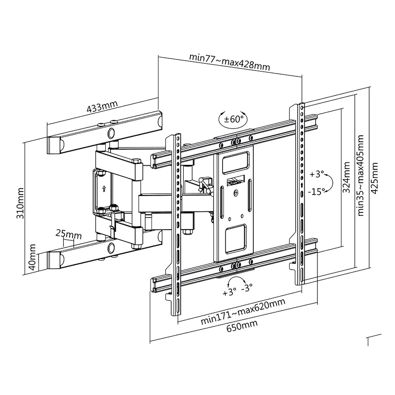 TV-Wandhalterung 37–80" neigbar schwenkbar 60 kg max. von LogiLink - Produktbild 6 von 8