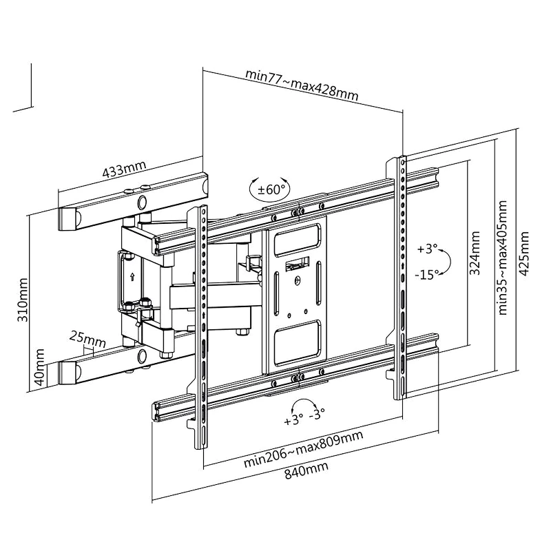 TV-Wandhalterung 43–90" neigbar schwenkbar 60 kg max. von LogiLink - Produktbild 6 von 8